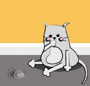 cartoon image of a cat that has coughed up a hairball