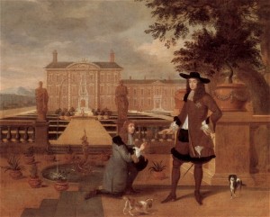 (King Charles II pictured here with his two spaniel dogs. Painting by Hendrik Danckerts – 1675)