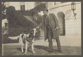 Theodore with Rollo the Saint Bernard (Harvard University)